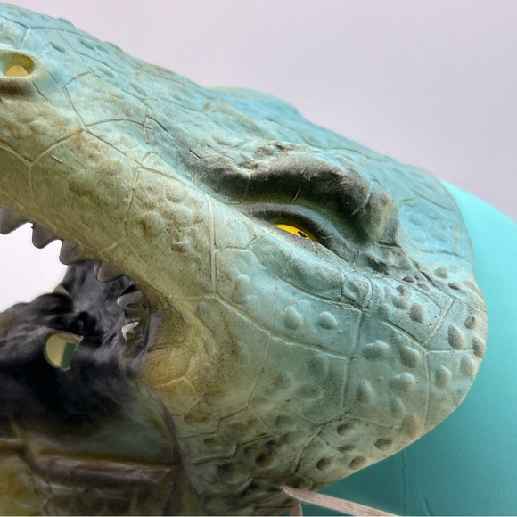 Vtg Green T-Rex Jurassic Dinosaur Halloween Mask Prehistoric Costume Cosplay - Picture 6 of 10